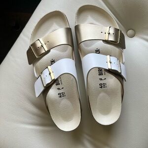 LAST CALL NWT Birkenstock Sandals - White and Gold